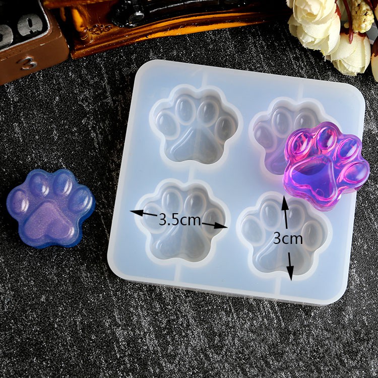 Khuôn Silicon Bàn Chân Mèo Làm Handmade