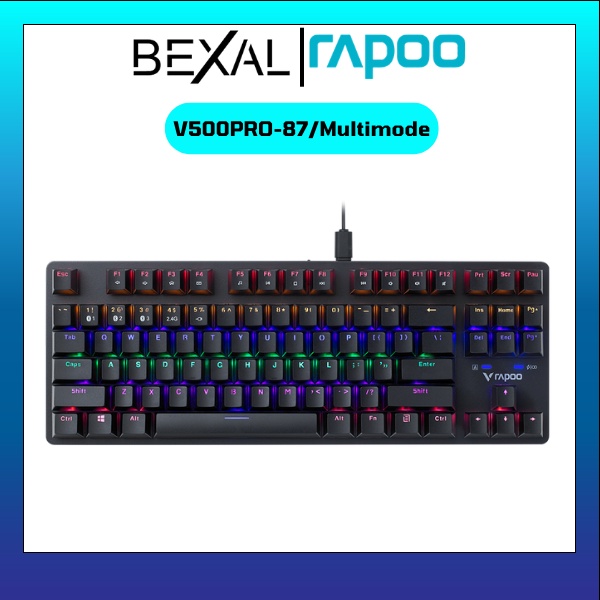 Bàn Phím Cơ Rapoo V500 Pro-87 Multimode, Bàn Phím Bluetooth Đa Kết Nối Bluetooth/Usb 2.4Hz/Có Dây Bexal Rp01