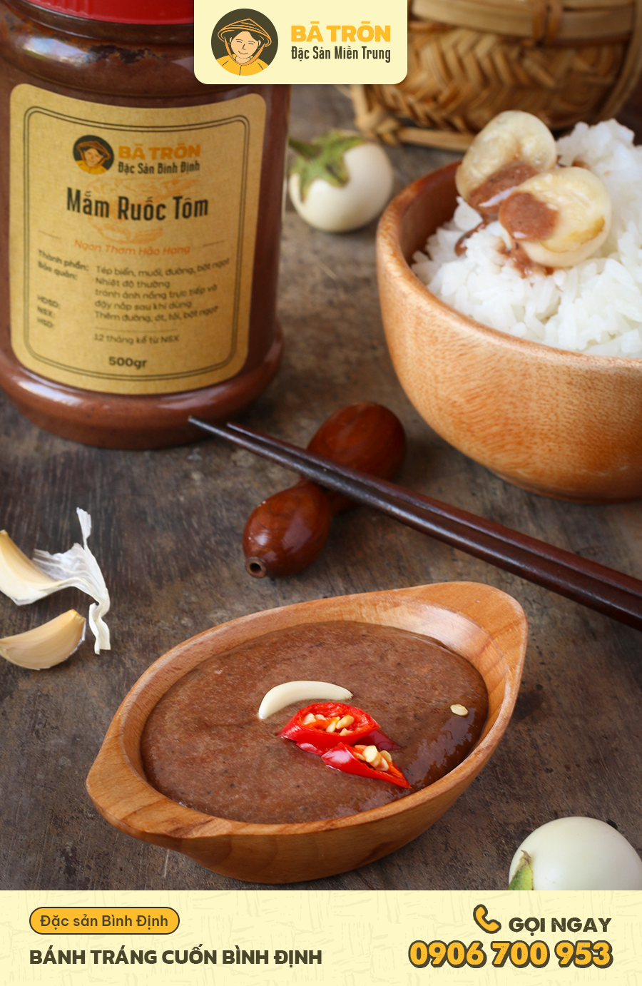 [HCM]Mắm Ruốc Tôm-400gr-Đặc Sản Bình Định Bà Tròn