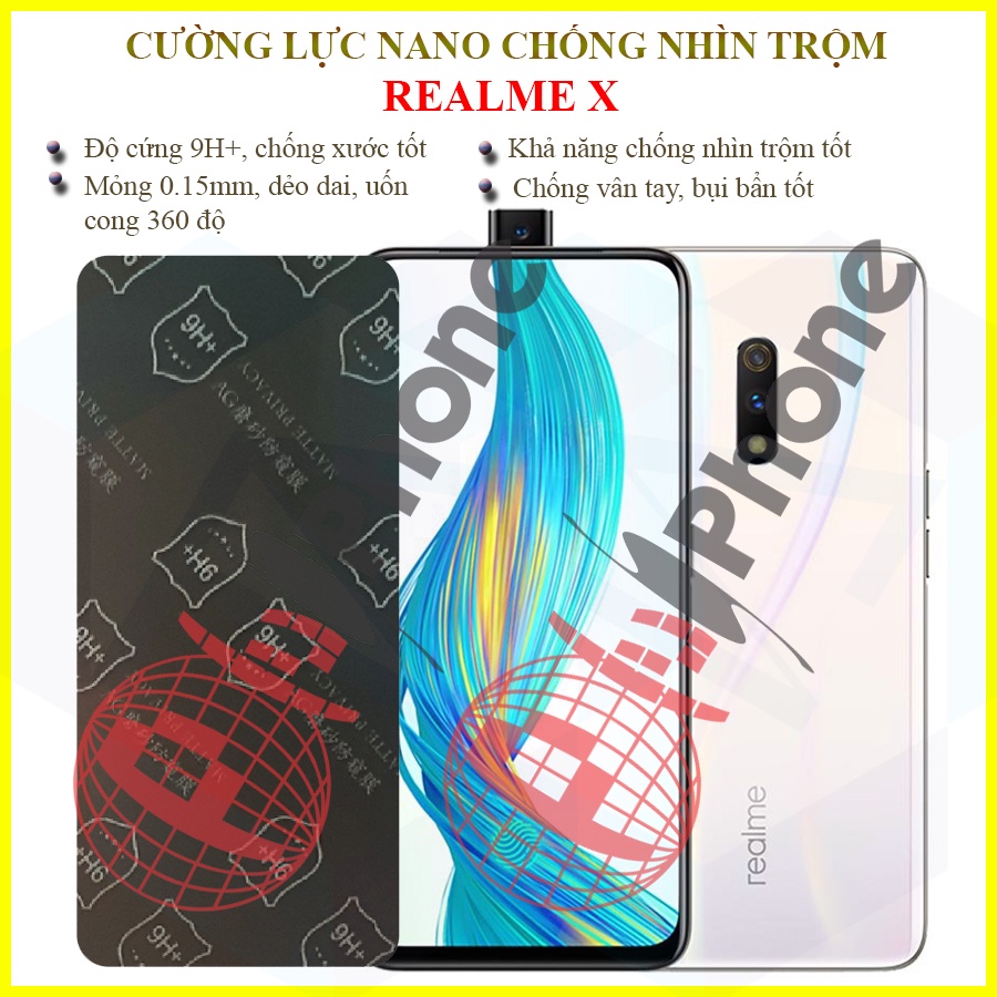 Dán chống nhìn trộm Realme X - Dán cường lực dẻo nano 9H+