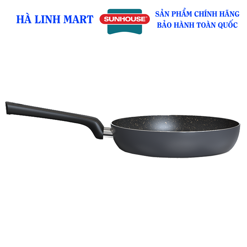Chảo chống dính Sunhouse CT20/CT24/CT28 PLUS - Đường kính 20/24/28cm, Chống dính vân đá an toàn cho sức khỏe, Chất liệu nhôm tấm có độ dày 2.1 mm, Tay cầm bằng nhựa chịu nhiệt, bắt vít chắc chắn, Không dùng được bếp từ