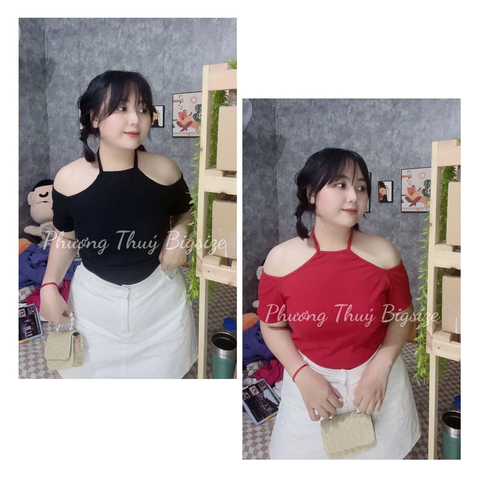 Áo kiểu dây yếm nữ bigsize (ảnh mẫu chụp tại shop).