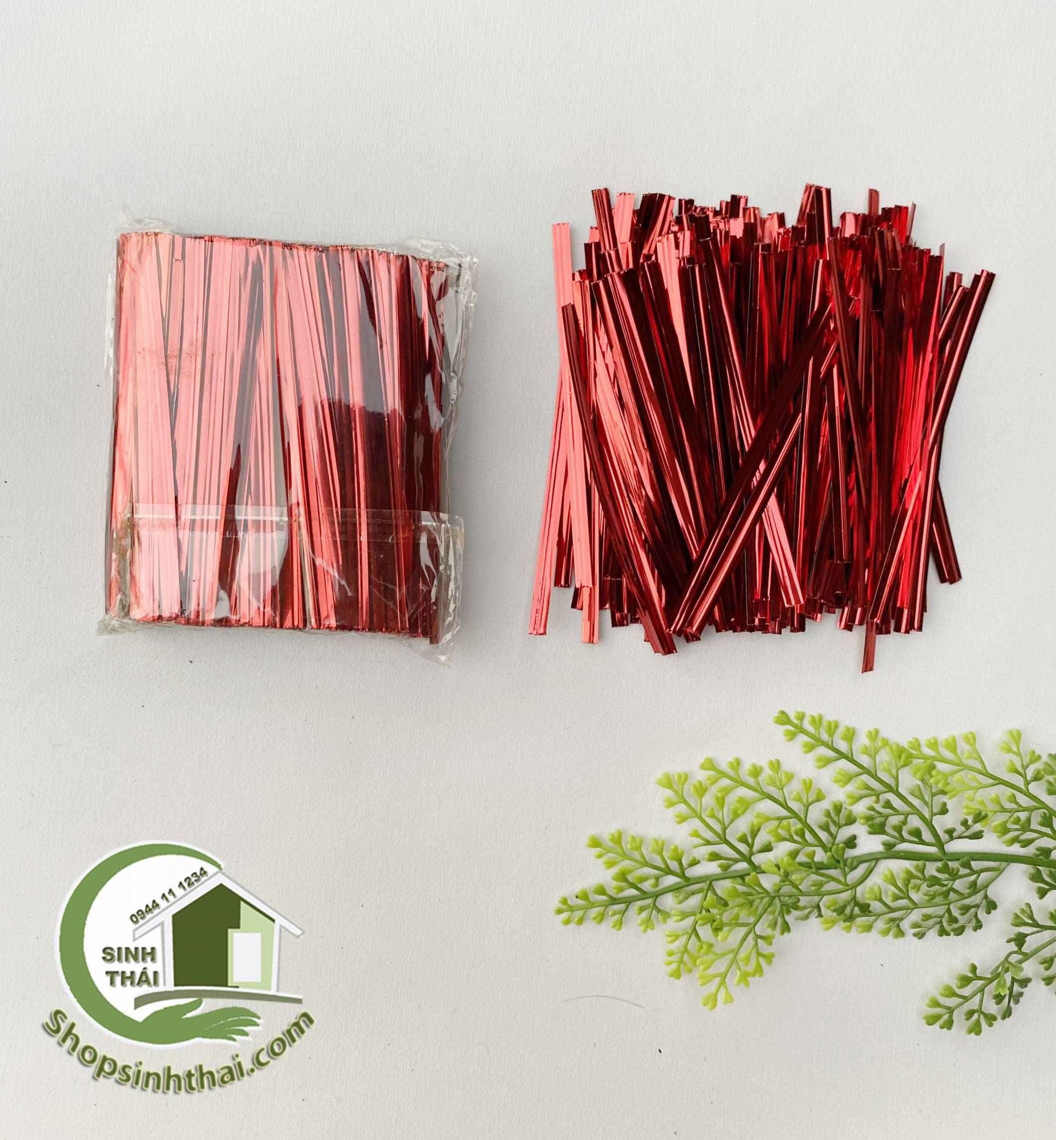 Bịch dây kẽm màu đỏ buộc túi làm đồ handmade dài 8cm