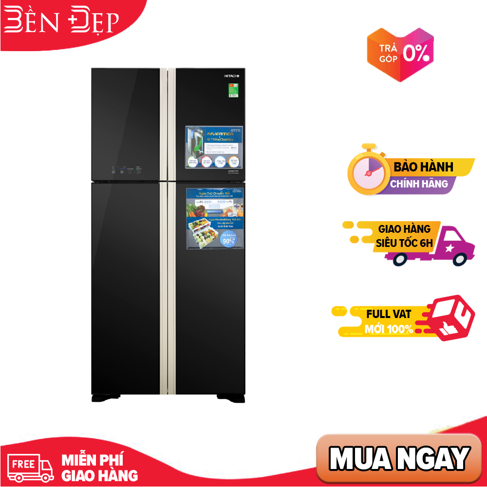 [TRẢ GÓP 0%] Tủ lạnh Hitachi Inverter 509 lít R-FW650PGV8(GBK) (Giá áp dụng giao tại HN, HCM& các tỉnh liên hệ shop)