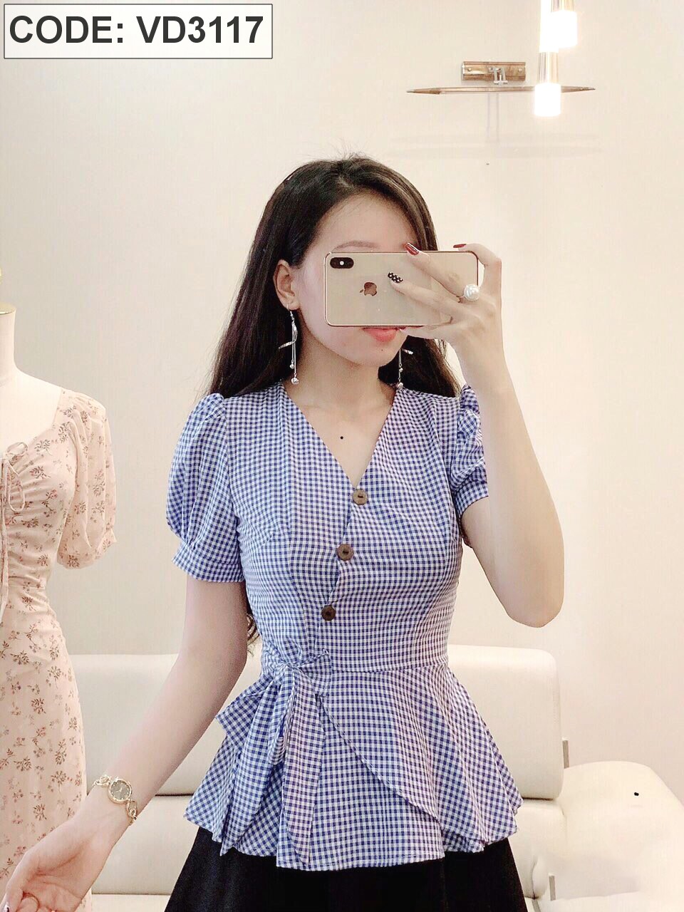 ÁO CỔ V NƠ EO HANA