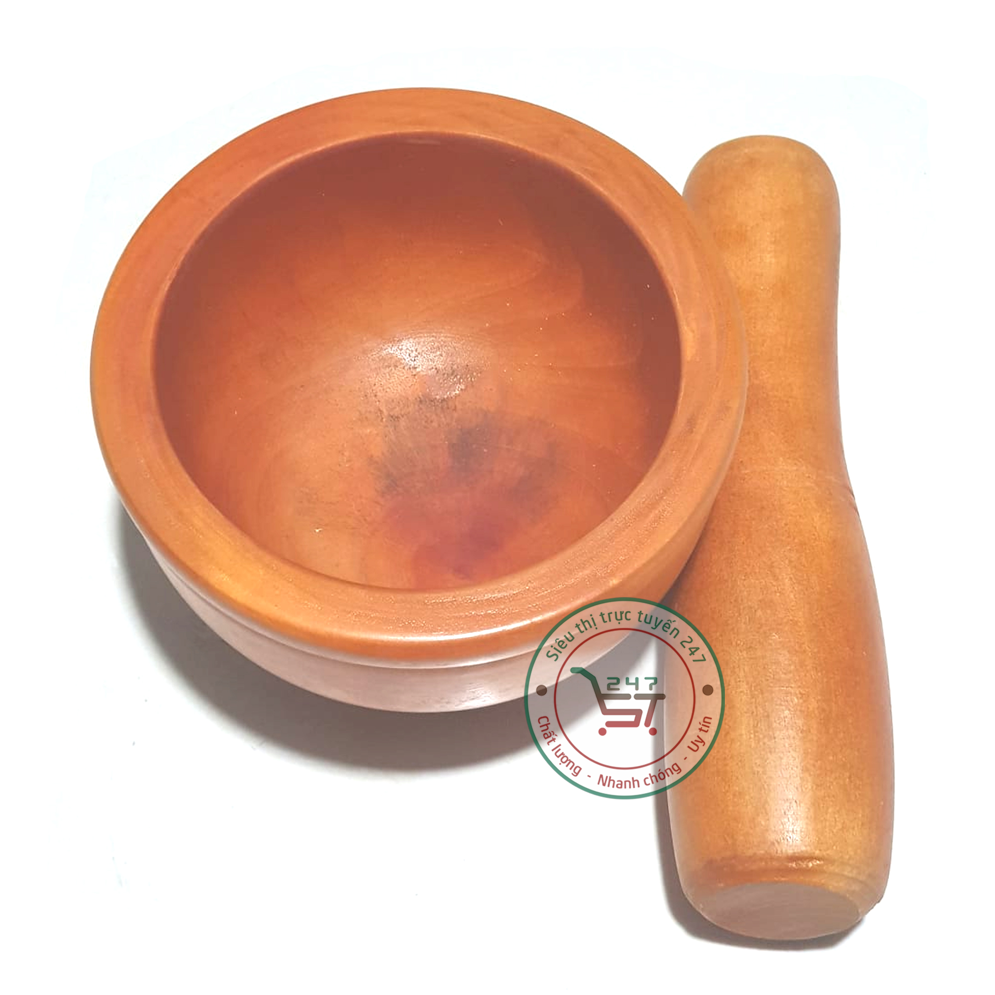 Bộ cối chày gỗ đâm tiêu giã tỏi đa năng nhiều size 13-19 tiện lợi