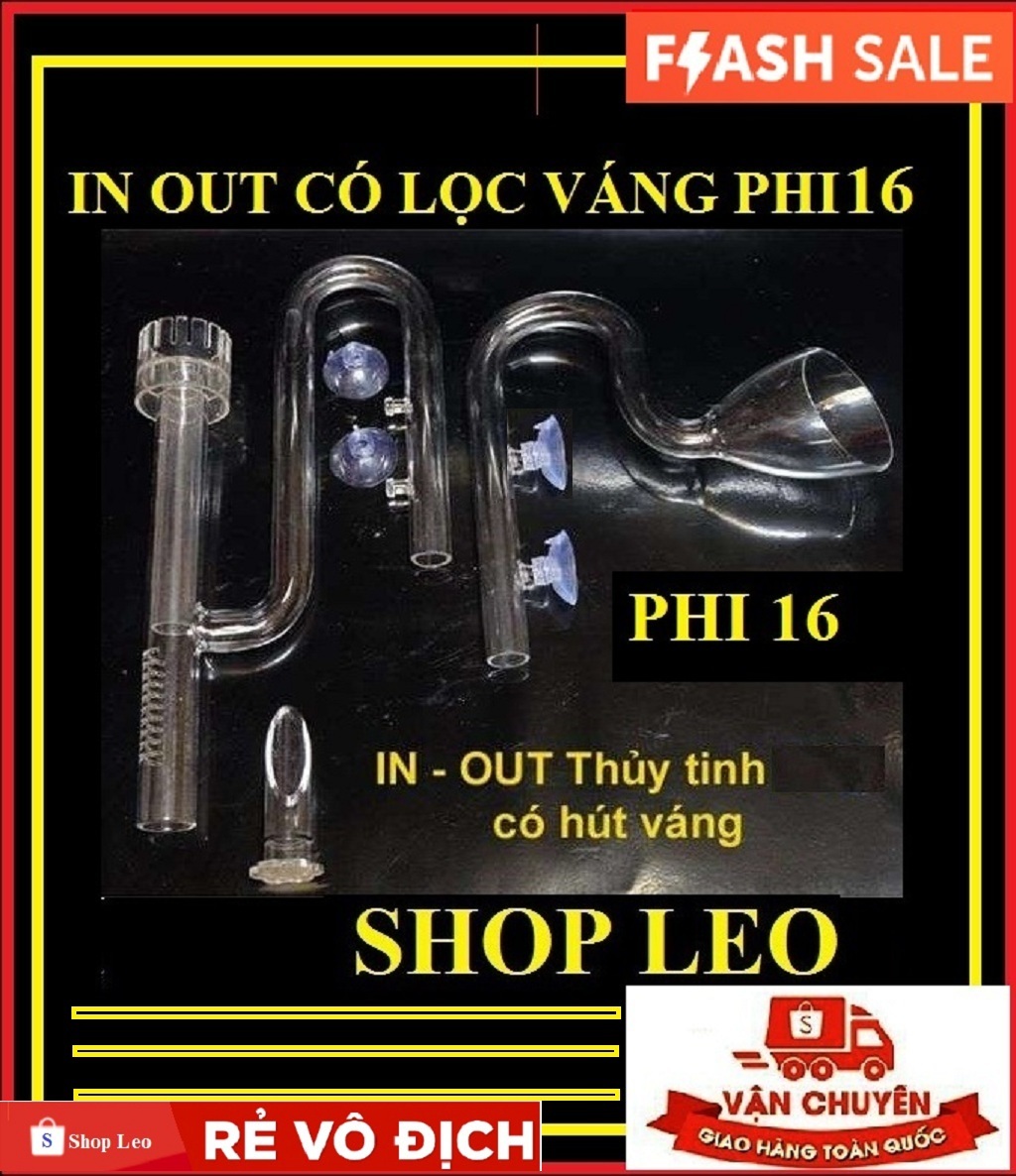 Bộ in - out thủy tinh phi 16 có lọc váng - in out lọc váng -phụ kiện thủy sinh - shopleo - in out thủy tinh có lọc váng