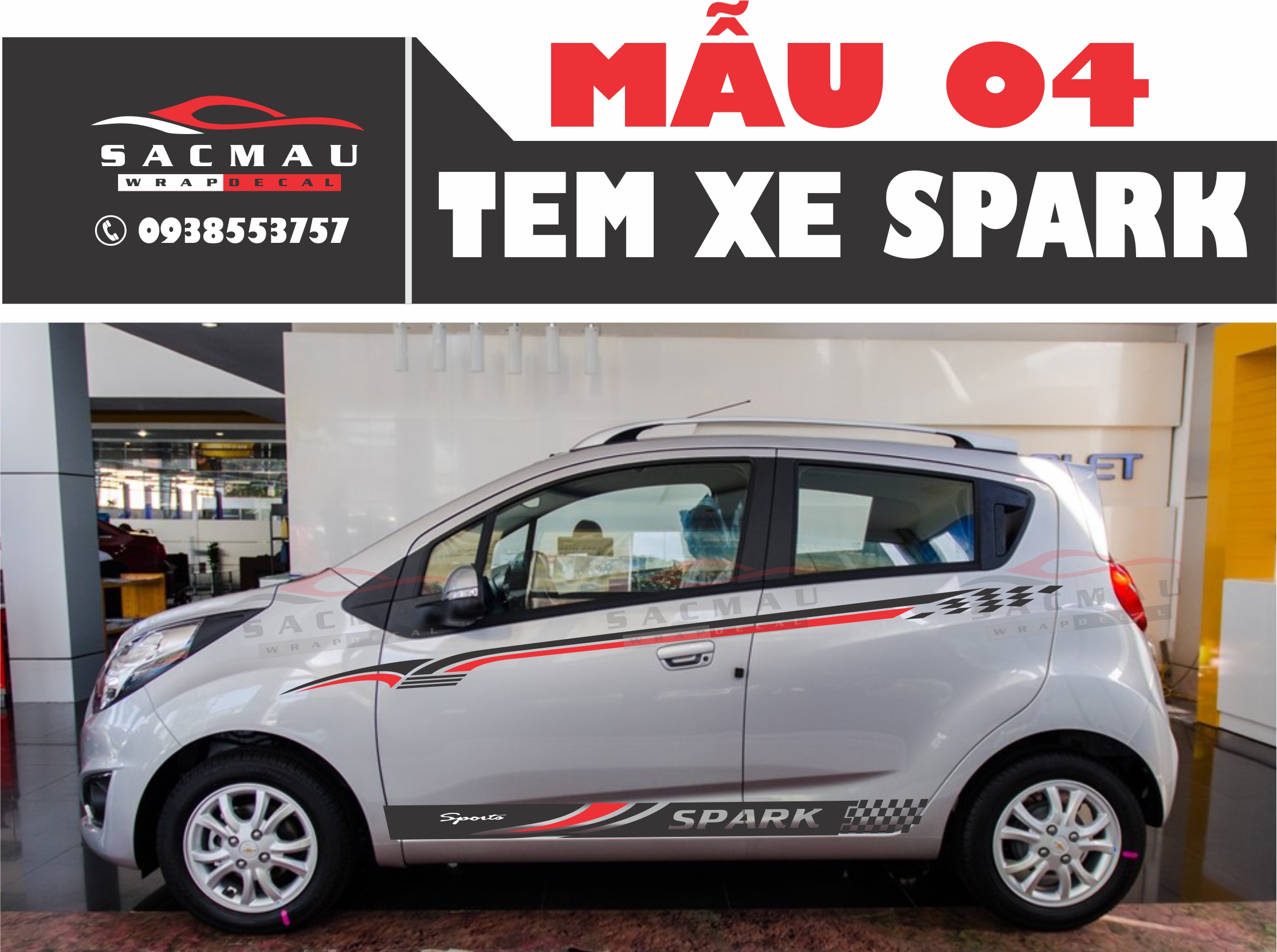 Tem dán xe Chevrolet Spark, tem xe Chevrolet