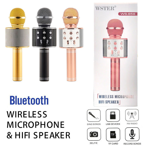 (LOẠI XỊN) Micro bluetooth không dây kèm loa,Mua online Micro Karaoke Bluetooth giá cực tốt,MIC KARAOKE WS-858 BLUETOOTH vơi thiết kế thông minh 2021  thế hệ mới.(SALE LỚN)