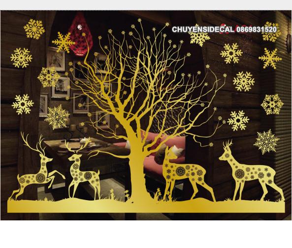 [HCM]Decal trang trí tường Noel - Rừng Nai Vàng Đồng
