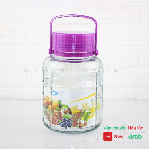 Bình ngâm rượu thủy tinh 2 lít quai xách