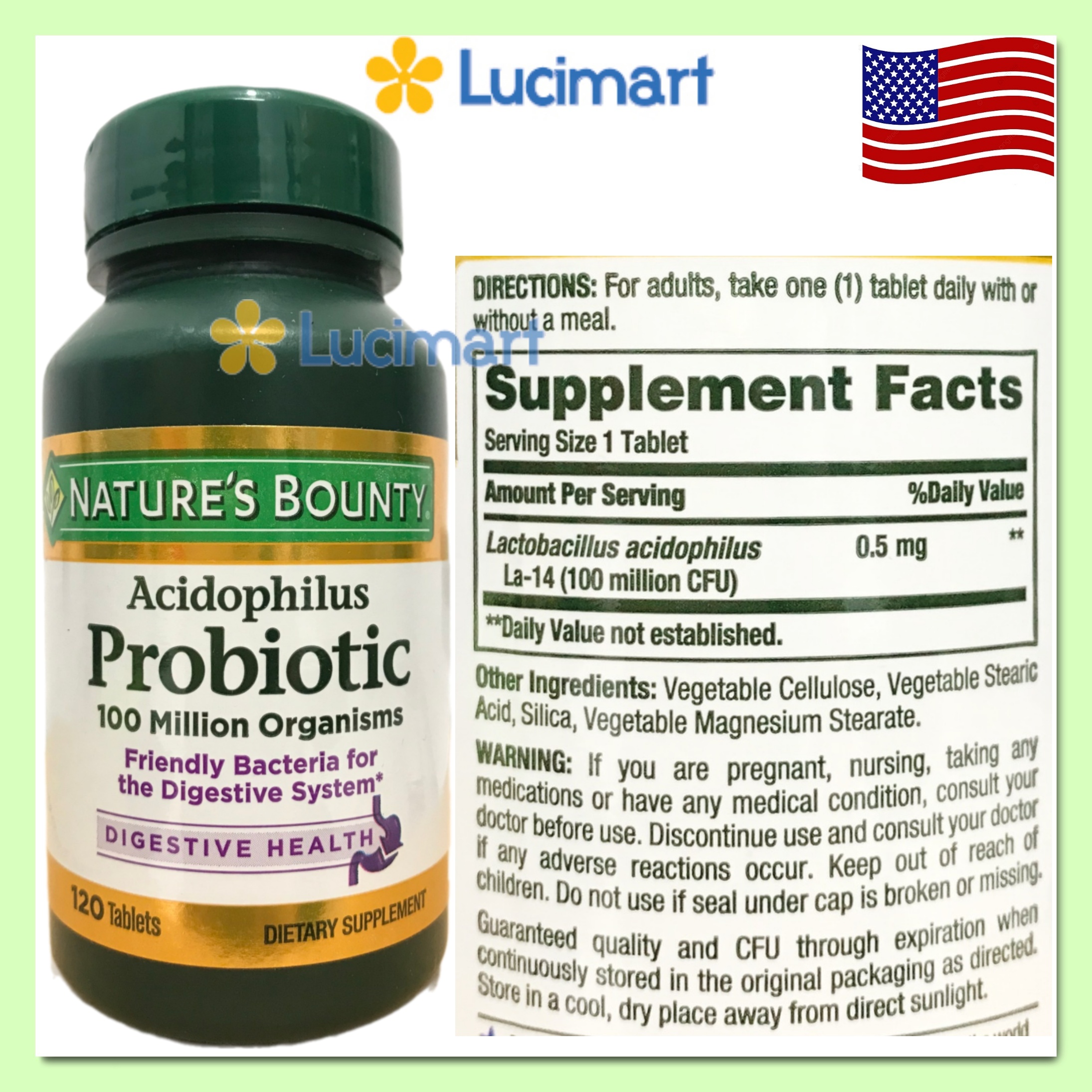 [HCM]Viên uống bổ sung lợi khuẩn Probiotic Nature’s Bounty Acidophilus Probiotic [Hàng Mỹ]