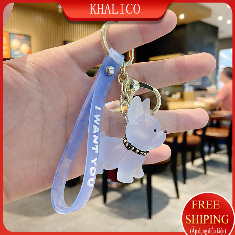 [FREESHIP] Móc khóa xe, treo cặp đi học KHALIK - MK01822 hình Chó trong suốt -  (đủ màu lựa chọn)