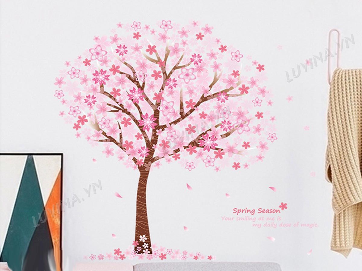 [HCM]DECAL DÁN TƯỜNG TẾT CÂY ĐÀO HỒNG NHỎ