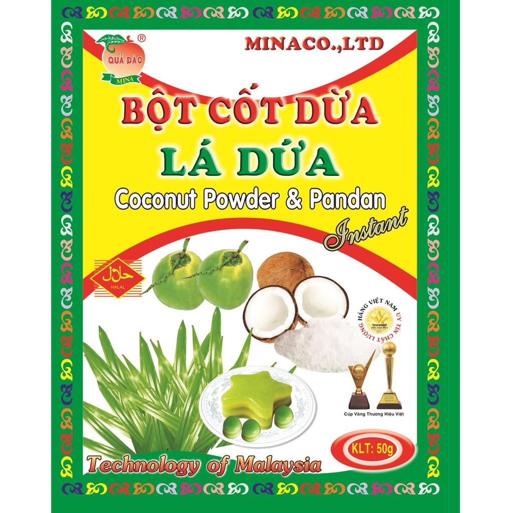 Combo bột cốt dừa lá dứa 3 gói *50gr