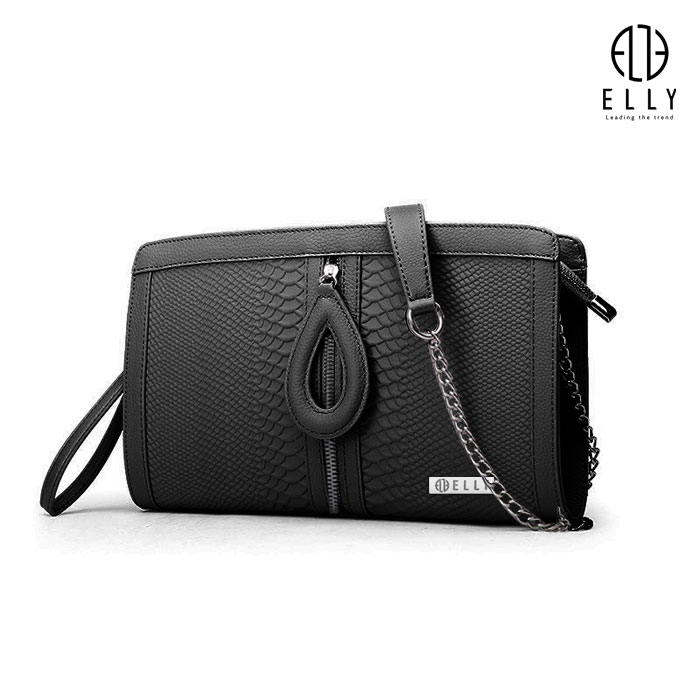 Túi clutch nữ cao cấp da thật ELLY- EC12 đen