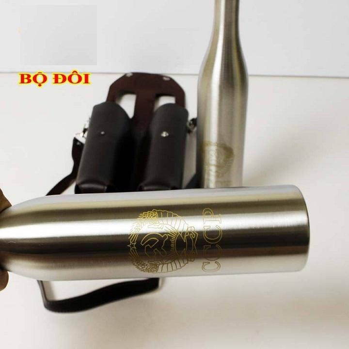 Bộ bình đựng rượu inox 2 chai- mỗi chai dung tích 500ml (Bạc)