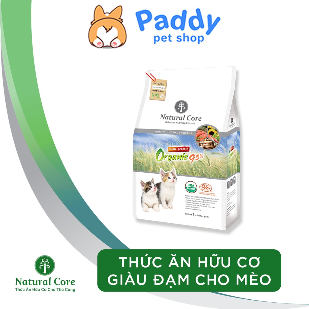 [1kg] Hạt Cho Mèo Mọi Lứa Tuổi Natural Core Hữu Cơ 95% - Gà, Vịt, Cá Hồi & Hồng Sâm