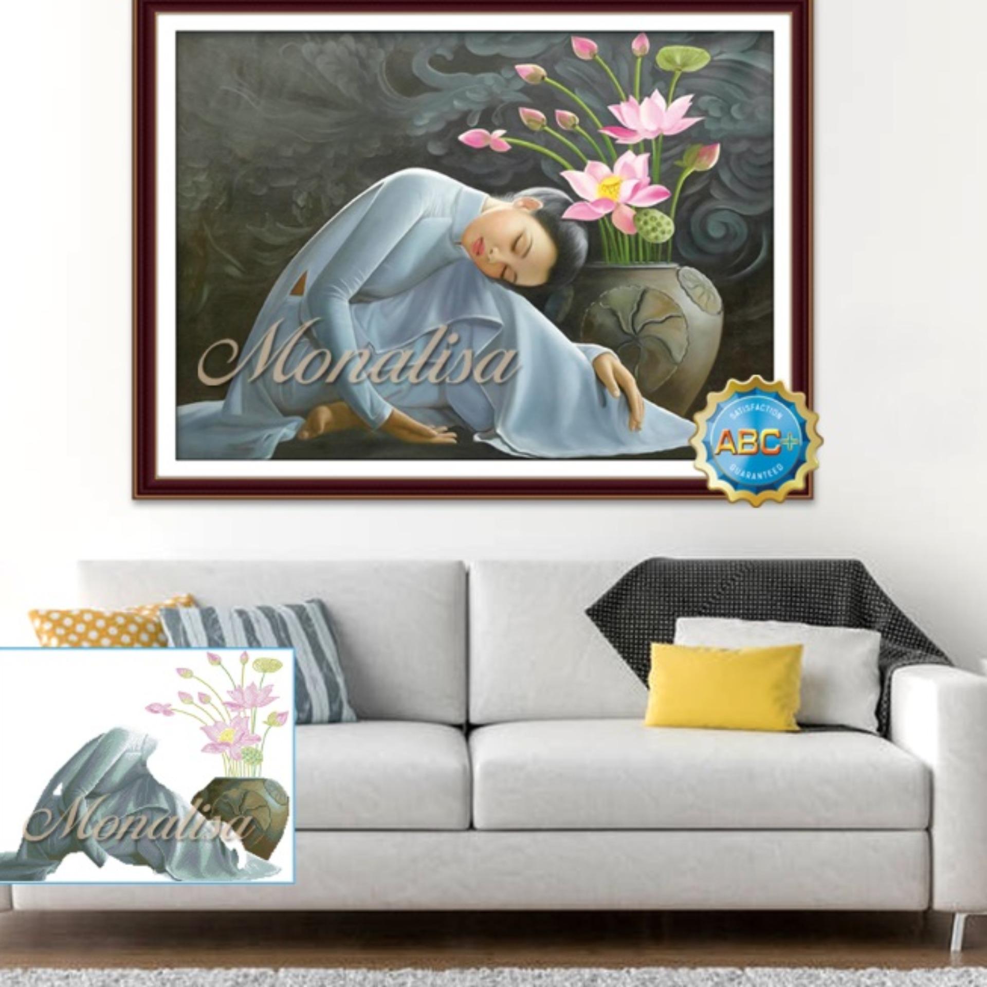 Tranh chấm hạt,  đính đá,  chấm đá, tranh cườm cô gái Việt Nam Y8184-NgocThinhShop