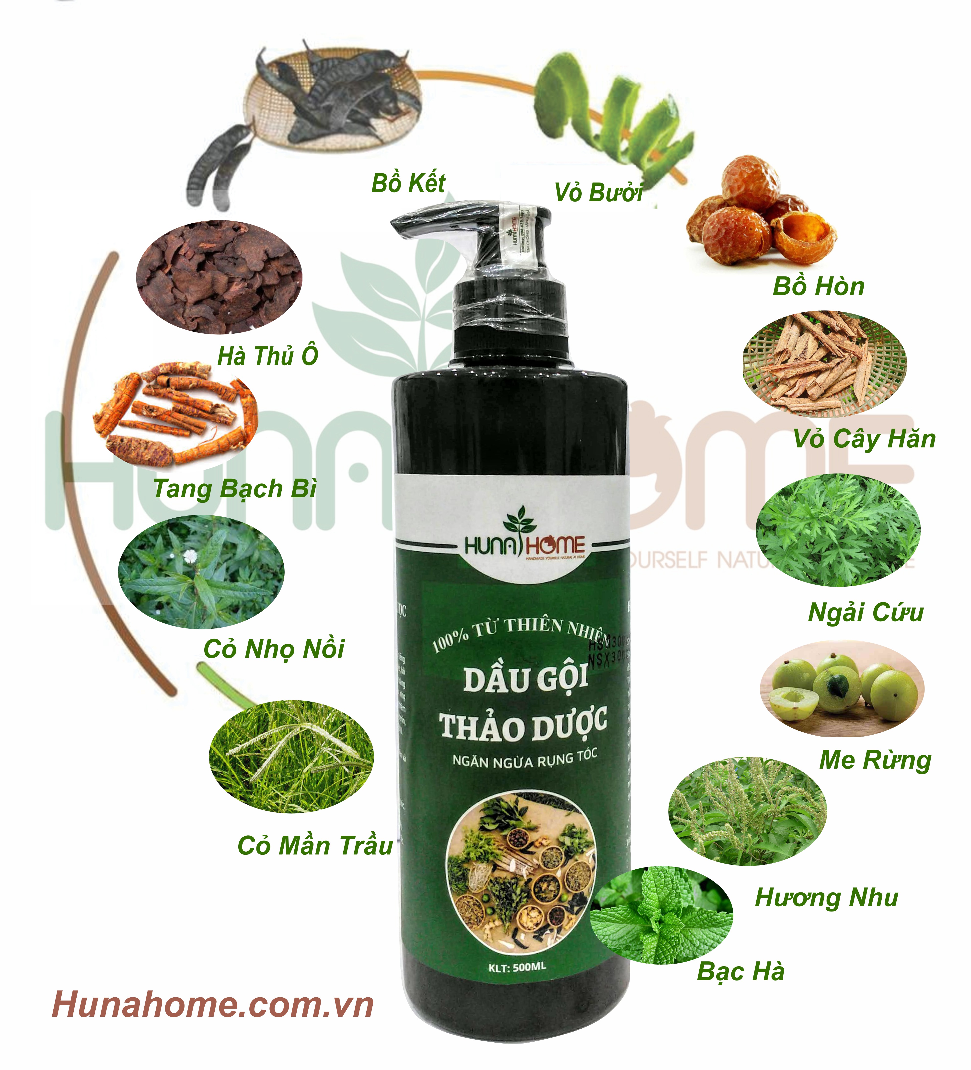 Dầu gội thảo dược Hunahome (loại 500ml)