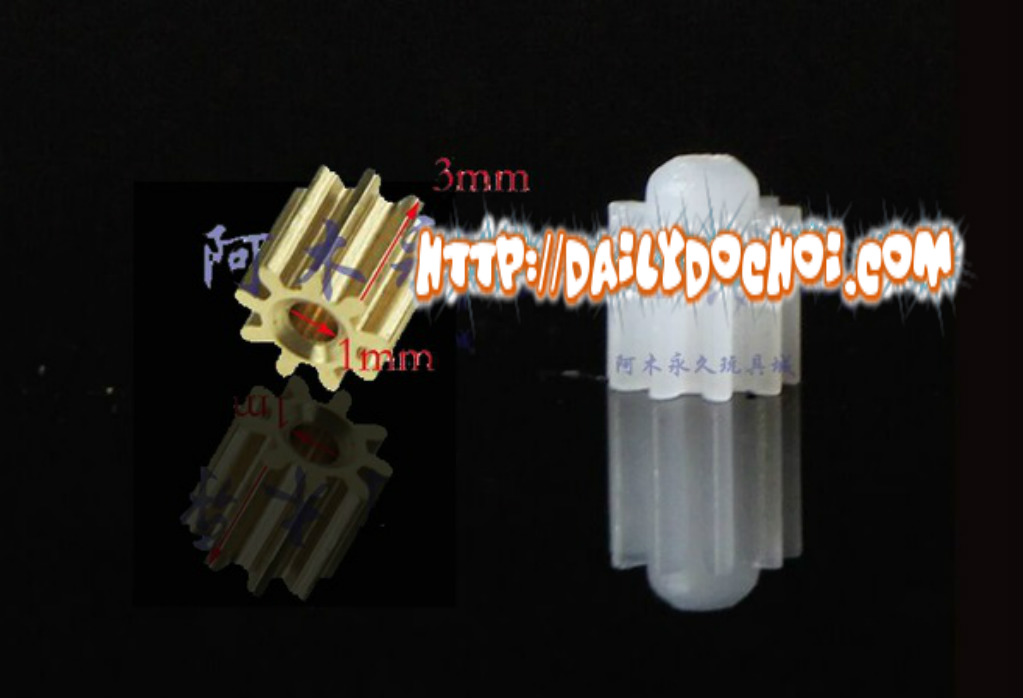 Bánh răng trục đông cơ 9 răng nhựa và đồng