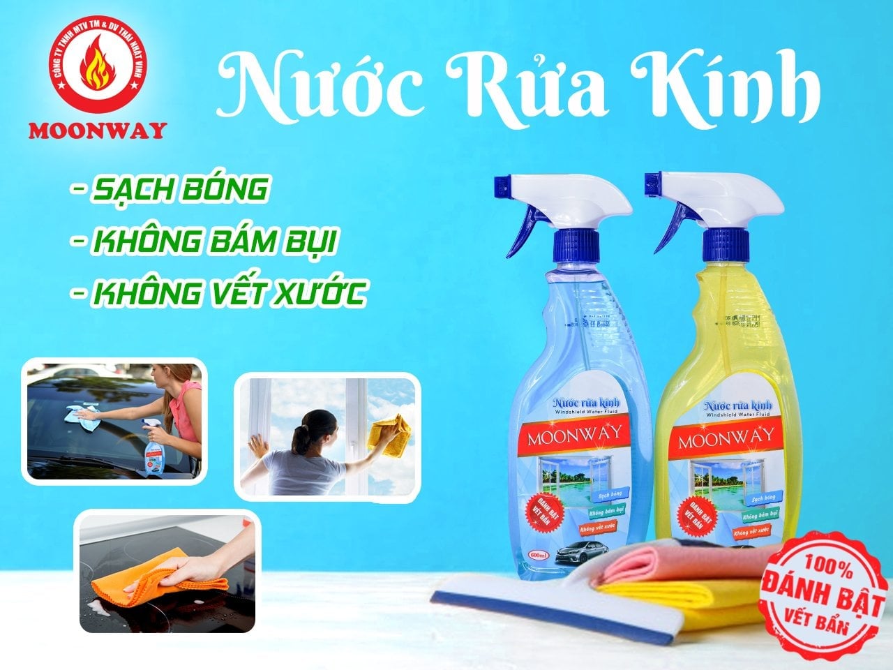 [HCM][Hàng Chính Hãng Mooway] Nước rửa kính 600ml