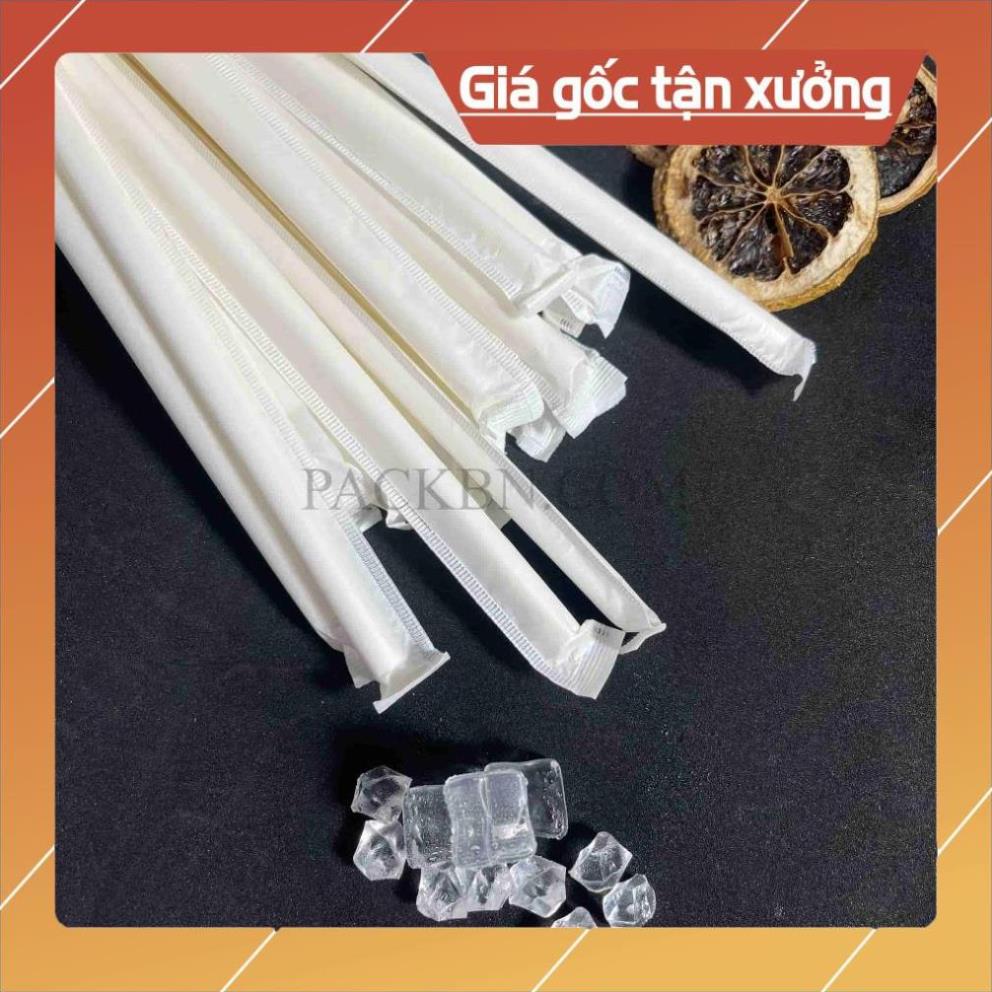 100-200 Ống Hút Giấy BỌC MÀNG, màu trắng, phi 6, phi 8 và phi 12mm