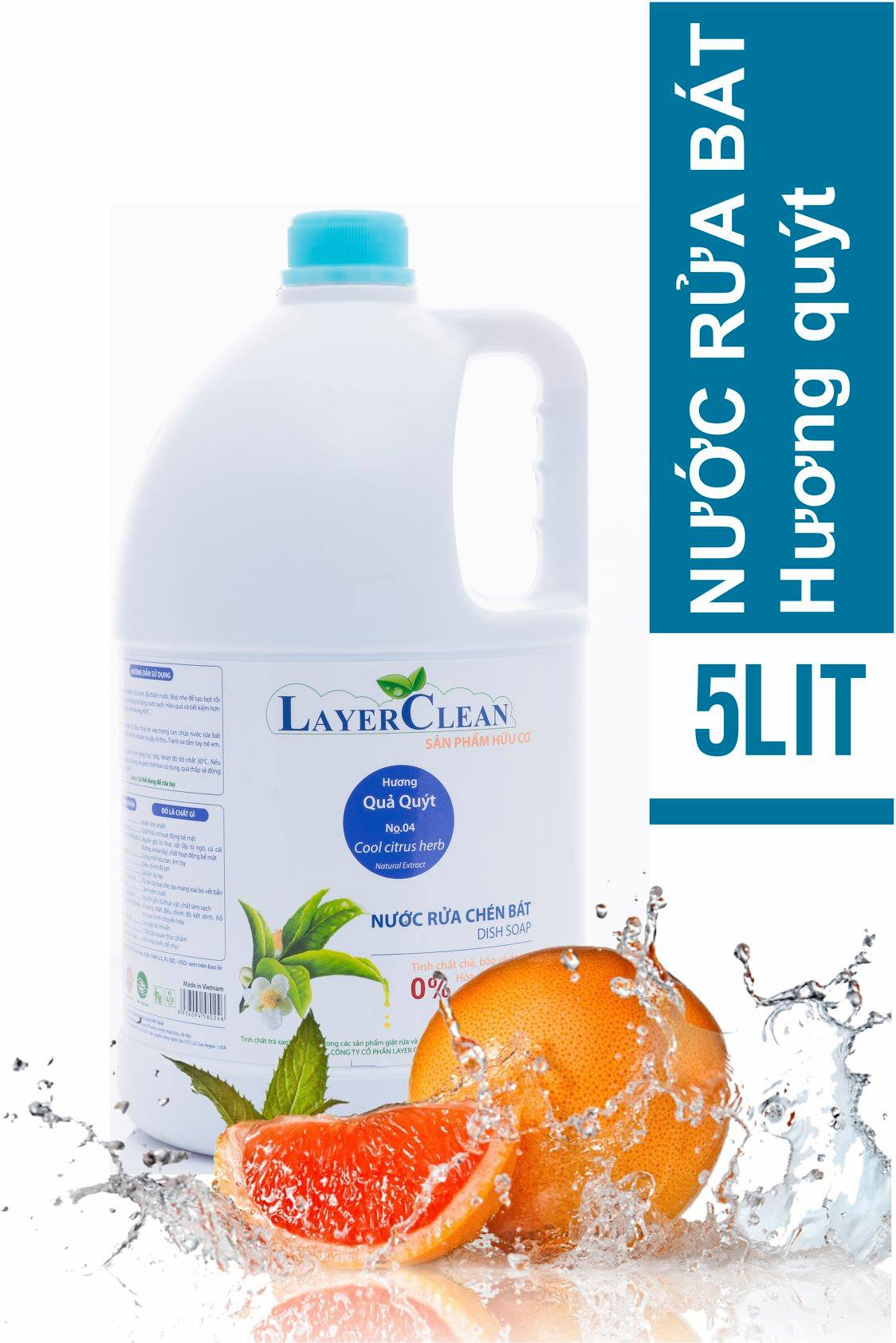Nước rửa chén bát Layer Clearn 5l lương Quýt