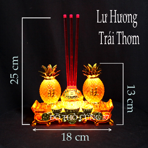 Bộ lư hương nhang - 2 nến trái thơm điện tử đèn led