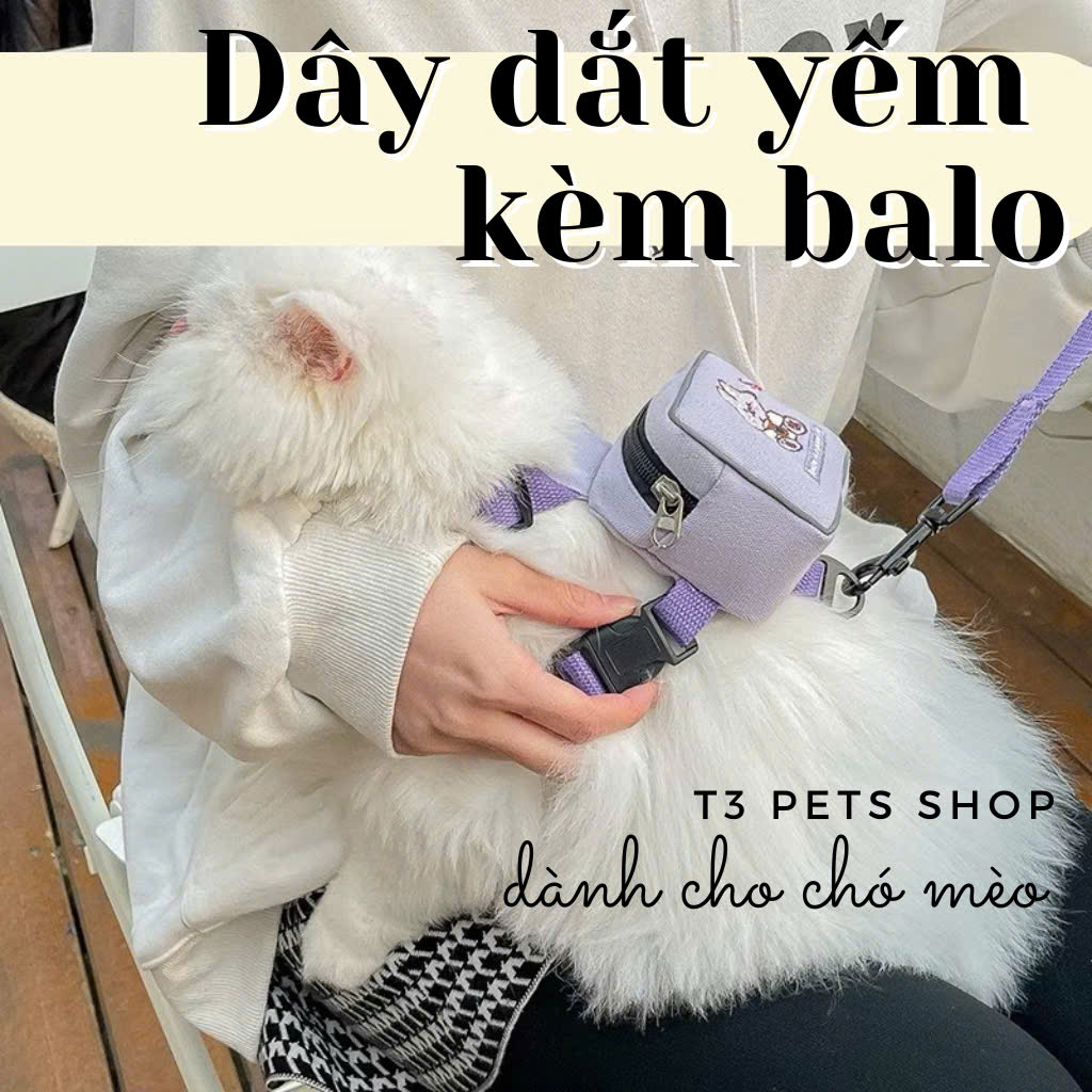 Dây dắt kèm túi balo cho chó mèo - T3 PETS SHOP