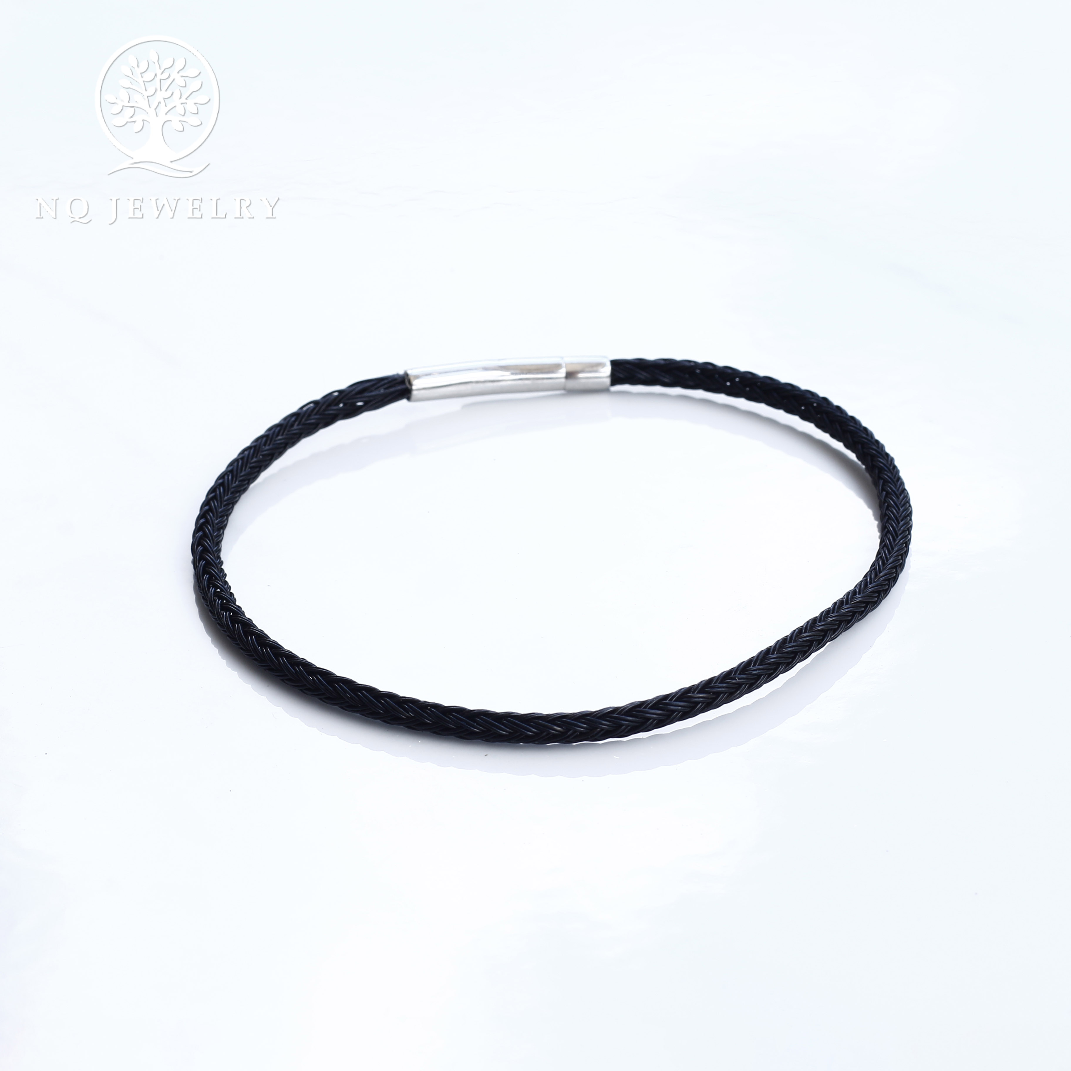 Vòng tay dây thép 3mm khóa thép không gỉ màu bạc - NQ Jewelry