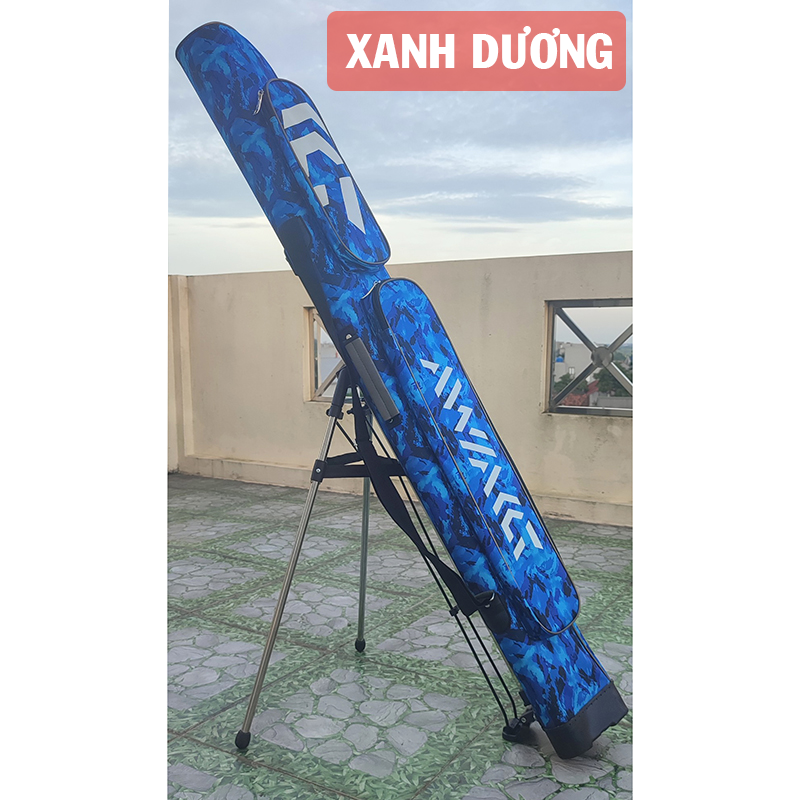 TÚI ĐỰNG CẦN CÂU 2 ngăn 1m25 dạng cứng có chân đứng chuyên bao đựng cần câu tay phụ kiện có chân đứng - Hoài My Fishing