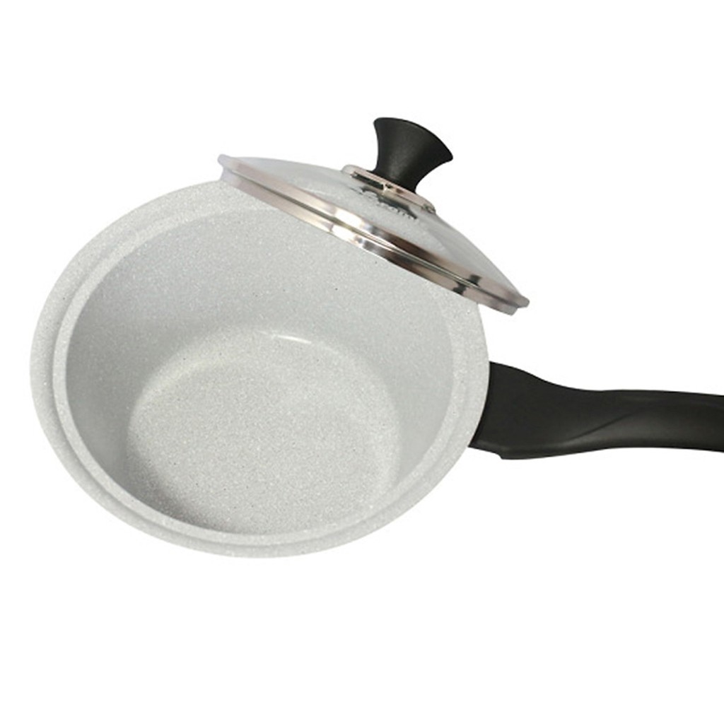 Quánh nấu cháo bột Ecoramic đúc ceramic vân đá chống dính đáy từ 18cm ( màu xanh / màu hồng )