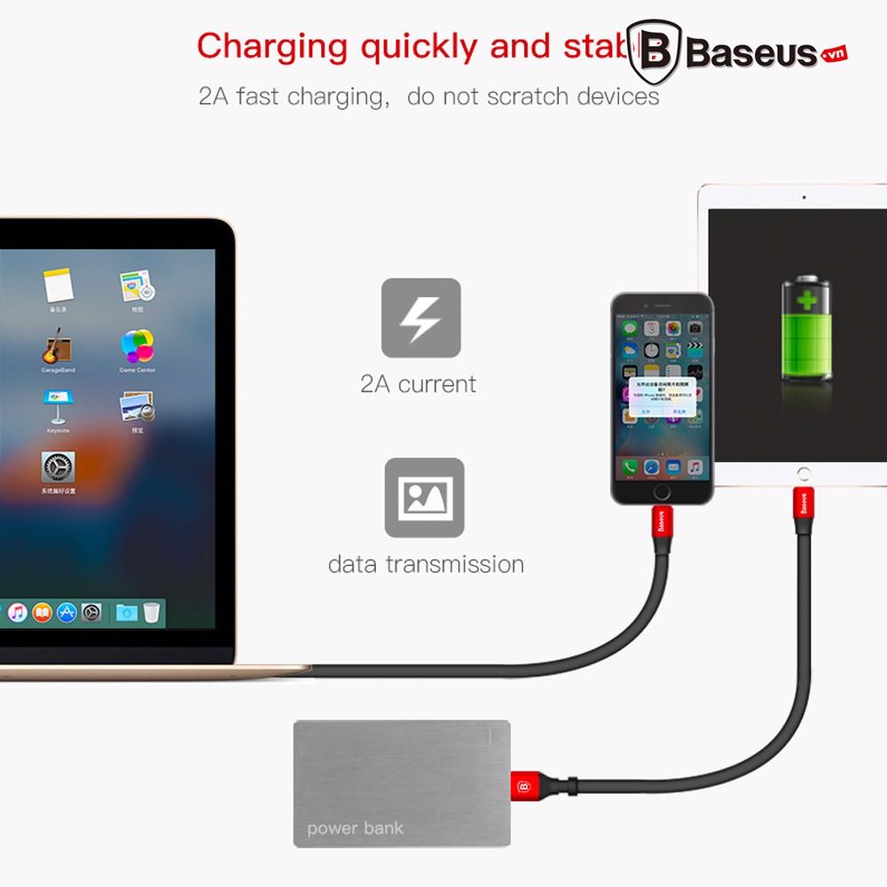 Cáp Baseus Lightning Portable 23cm (2A, Sạc nhanh, Siêu ngắn, Siêu bền)