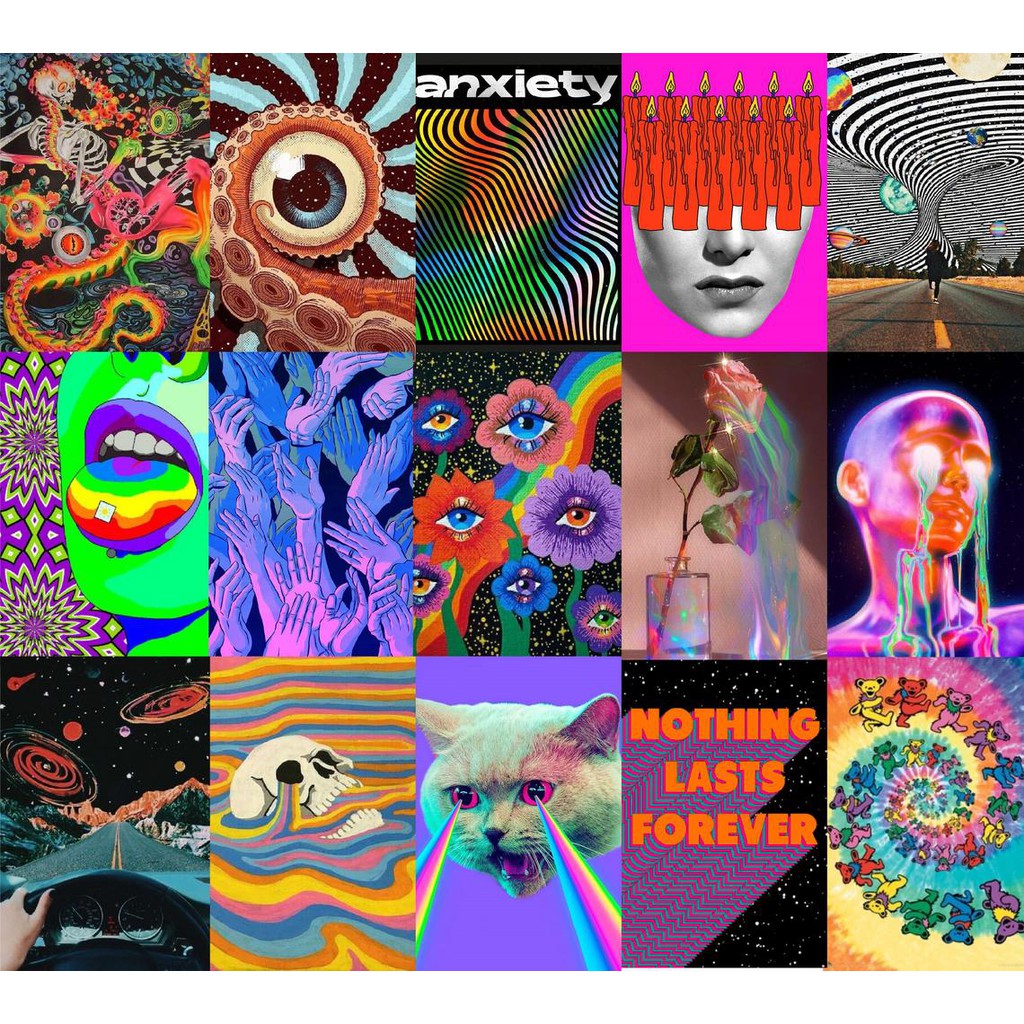 [FREESHIP EXTRA] Wall Collage dán tường trang trí decor phòng ngủ - theme Psychedelic