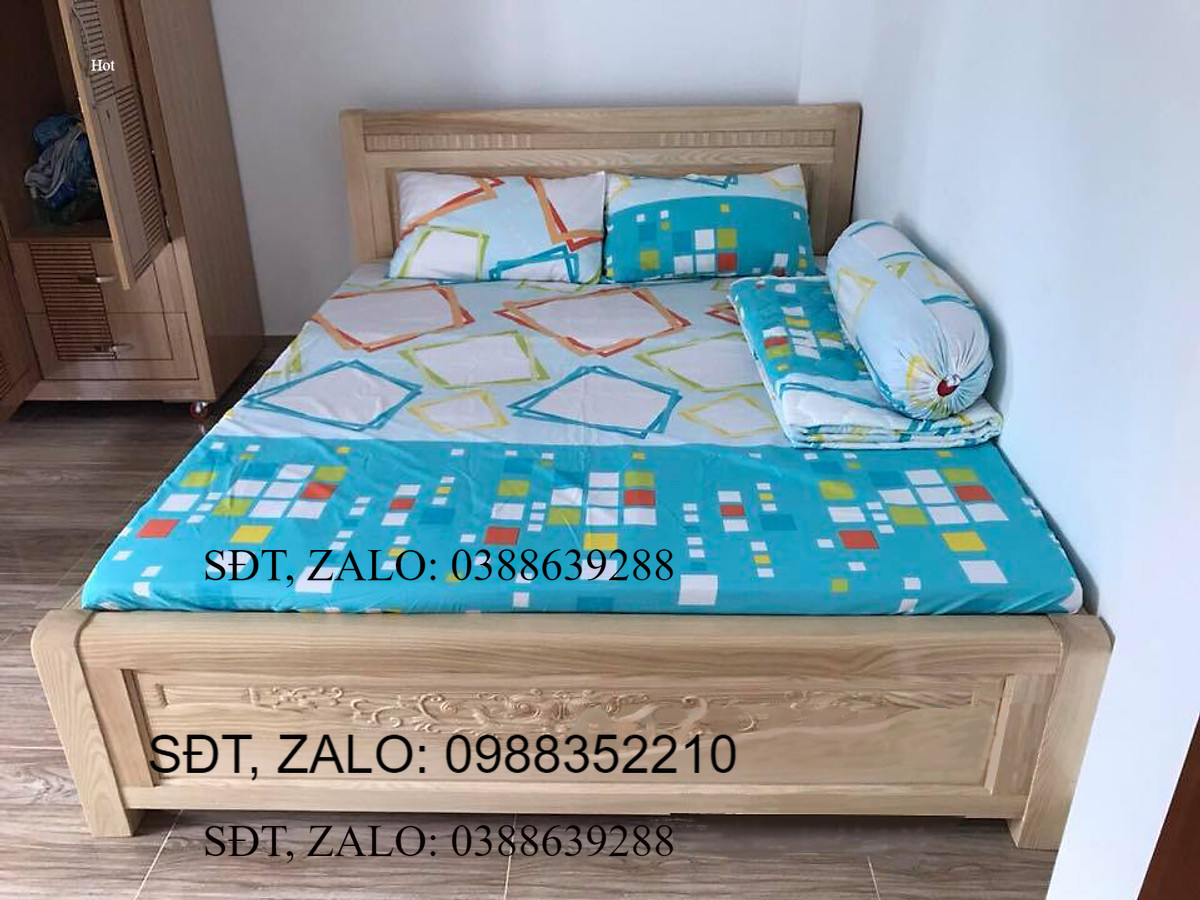 Giường ngủ ht21 gỗ sồi nga nguyên khối