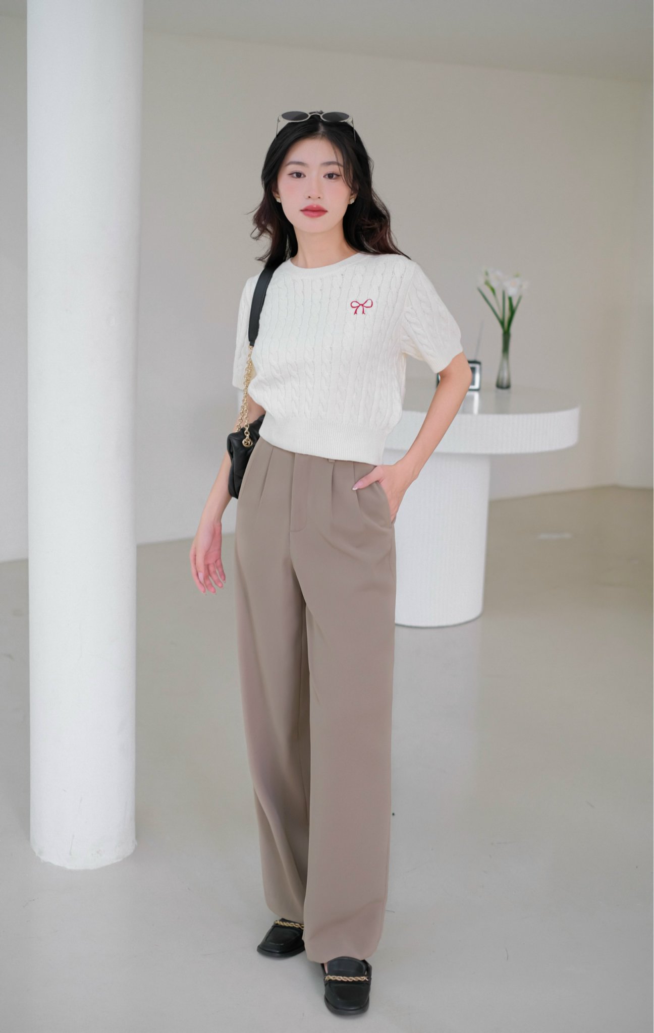 TEDDY PANTS - Quần dài ống rộng cạp cao