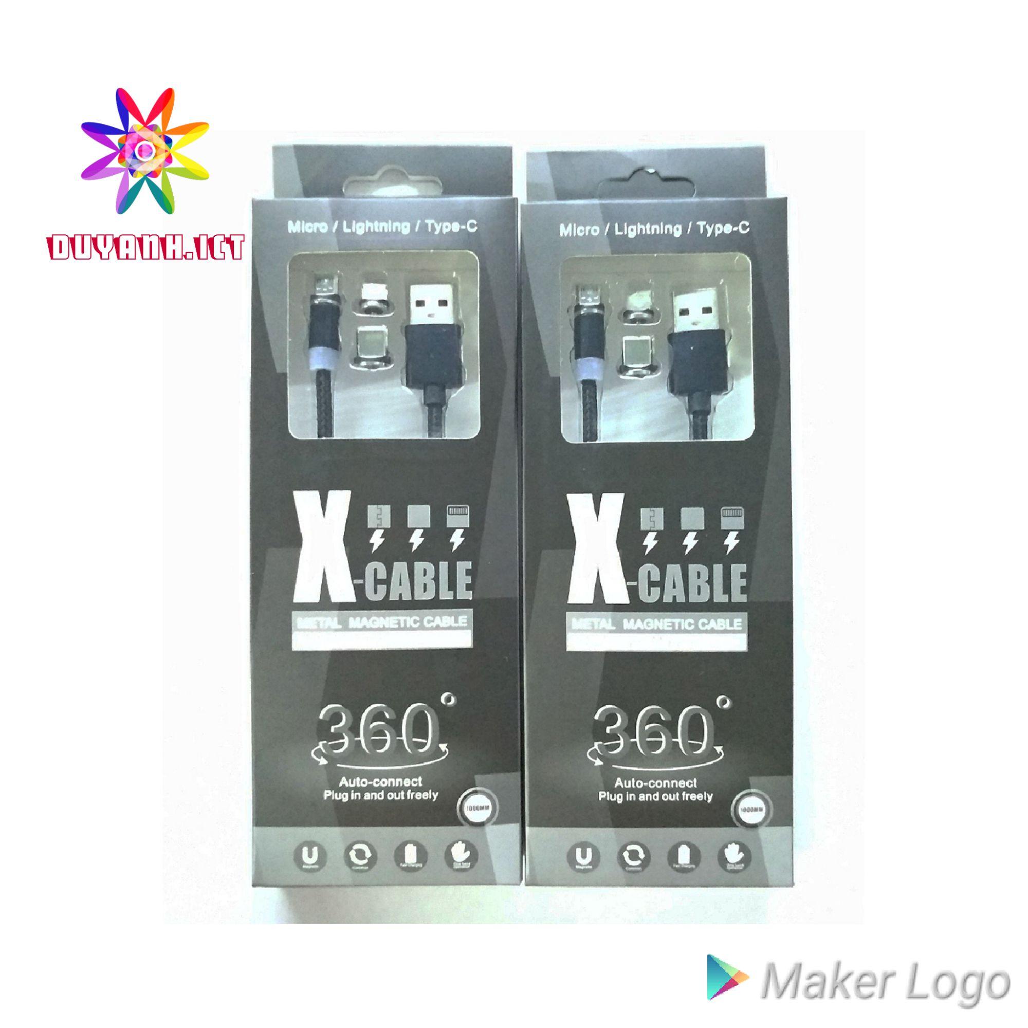 Cáp sạc nam châm 2M và 3 đầu nam châm (Type-C Android Iphone)