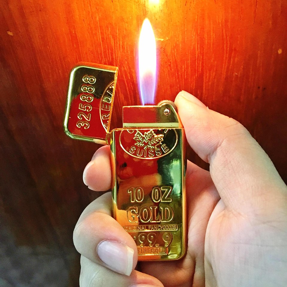 [HCCM] Bật Lửa Gas Hình Thỏi Vàng 9999