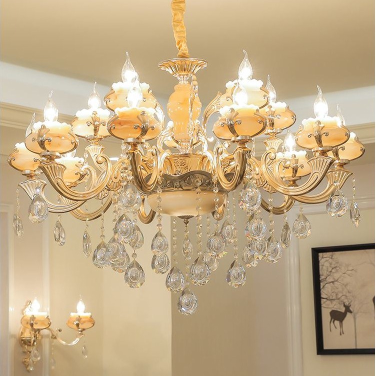 [Trả góp 0%] Đèn chùm - đèn trang trí pha lê ZICO cao cấp loại 15 tay kèm 15 bóng nến chuyên dụng đẹp mắt