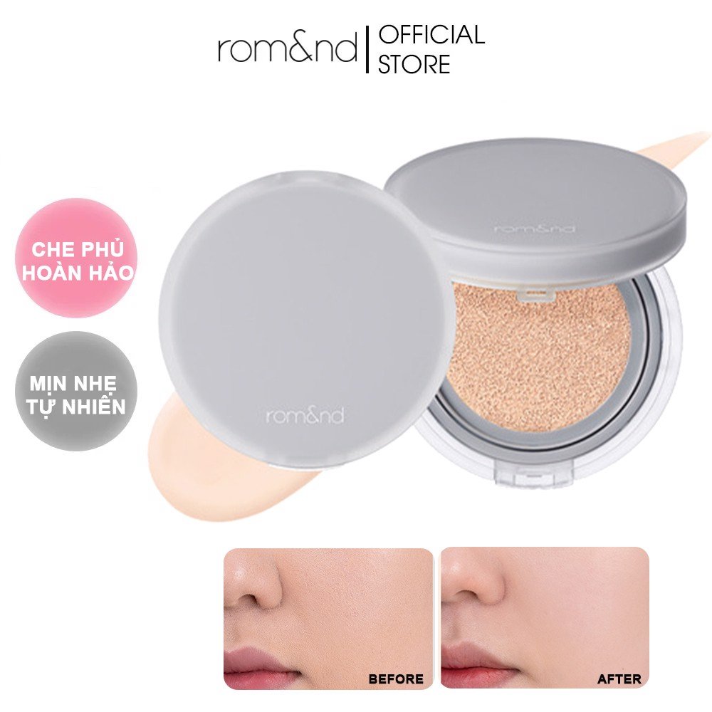 Phấn nước che phủ hoàn hảo, mỏng nhẹ tự nhiên romand nu zero cushion spf24/pa++ 15g
