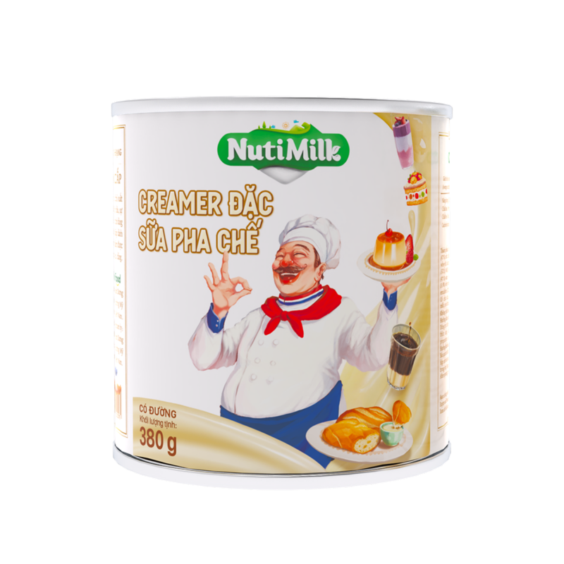 Creamer đặc Sữa pha chế có đường Nuti lon 380g SDX01- Thương hiệu NUTIFOOD