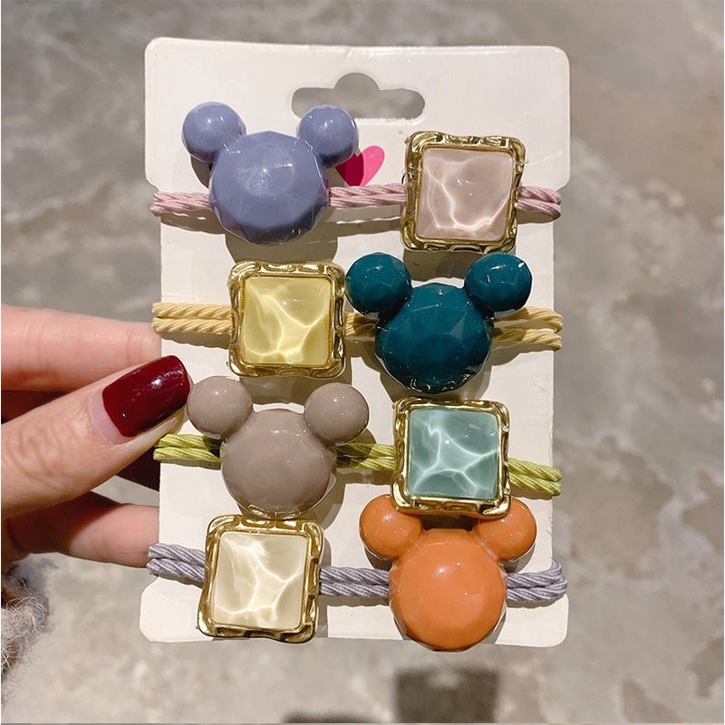 Dây buộc tóc mickey pha lê phong cách dễ thương Hàn Quốc cho nữ