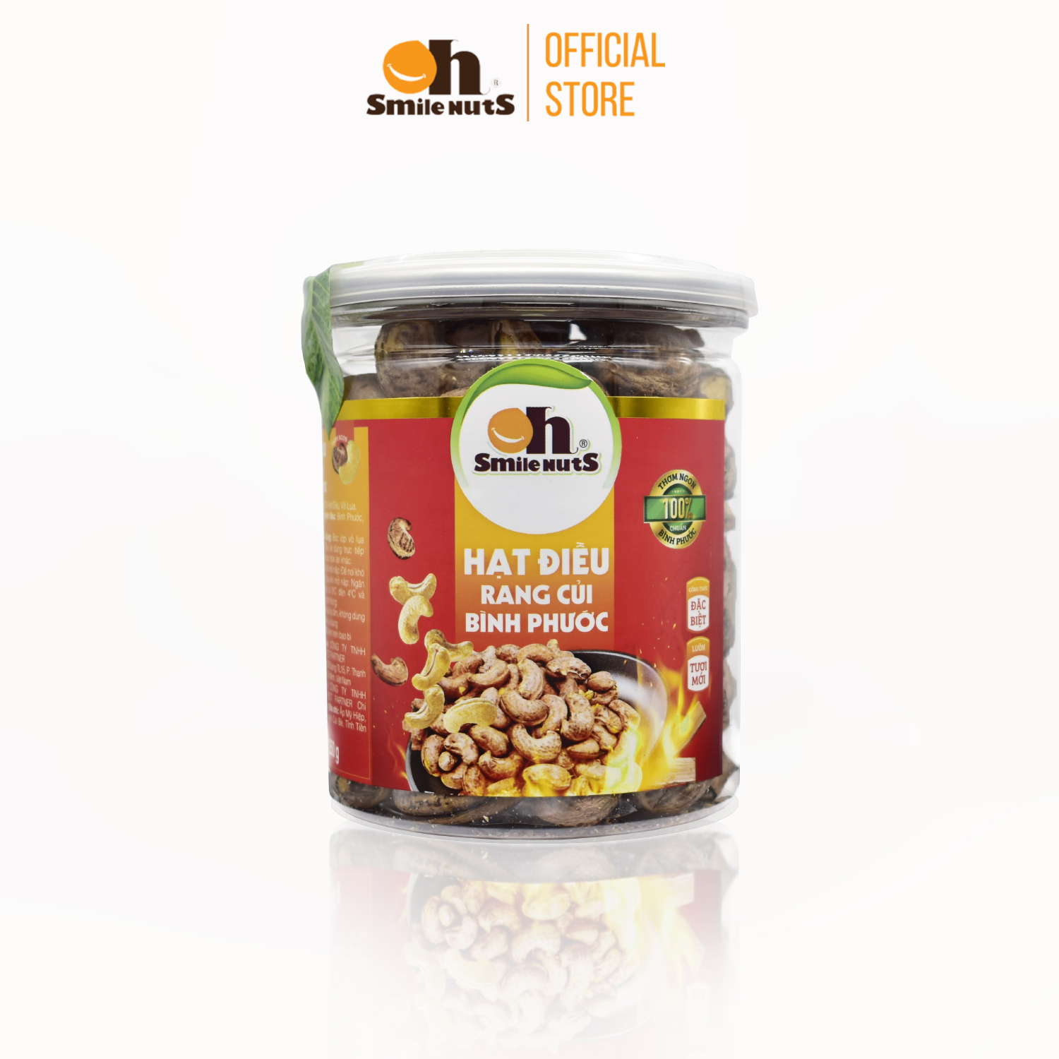 Hạt điều rang củi oh smilenuts - điều rang muối bình phước nguyên hạt còn vỏ lụa - hạt dinh dưỡng hũ 250g/500g - hạt điều loại 1, giòn béo thơm ngon