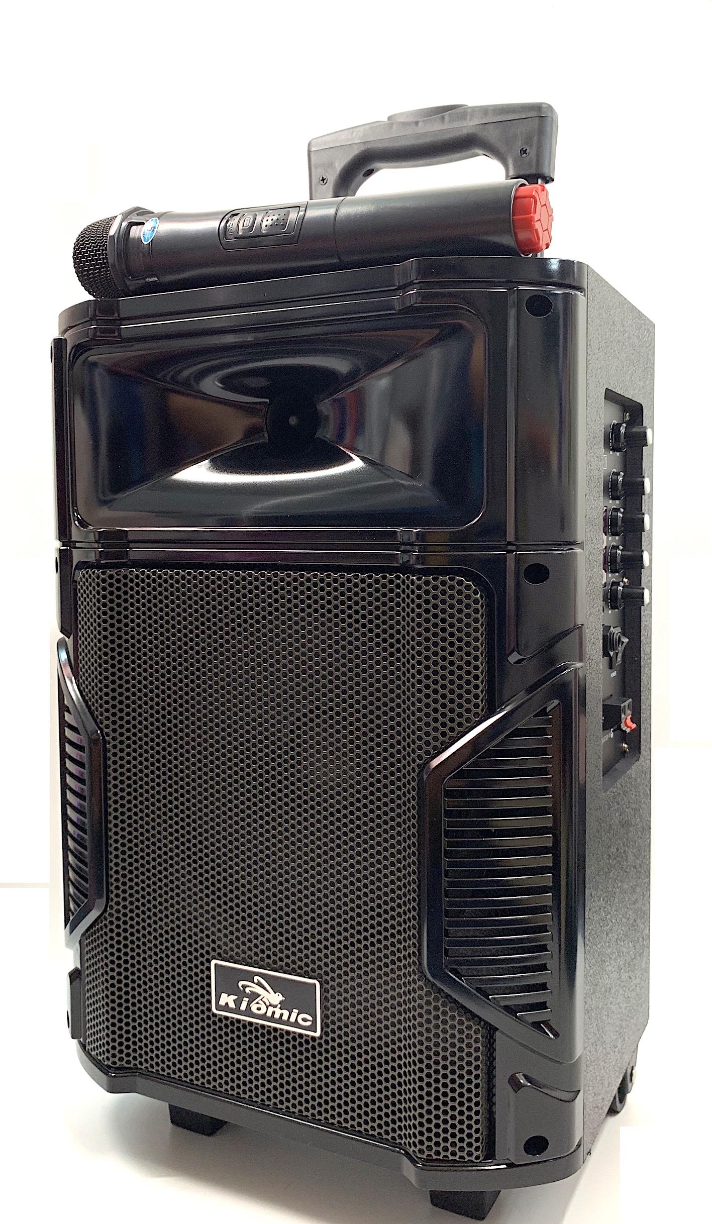 [HCM]Loa Karaoke Bluetooth Di Động Vali Kéo Kiomic K108 Thùng Gỗ (Tặng Kèm 1 Micro Không Dây Hát Cực Hay)