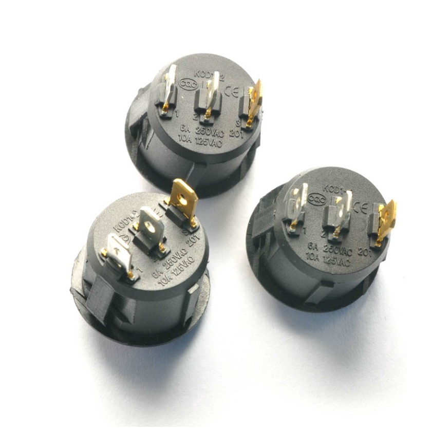 Công tắc bập bênh tròn có đèn led 3 chân 12v- 220v.