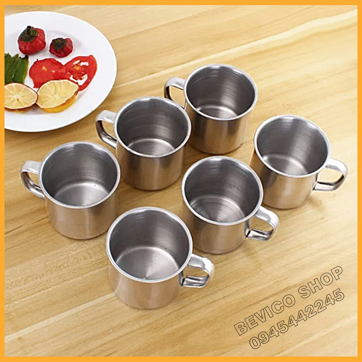 Ca uống nước inox có quai 7cm (200ml) |  Combo 2 ca - 4 ca - 6 ca - 12 ca