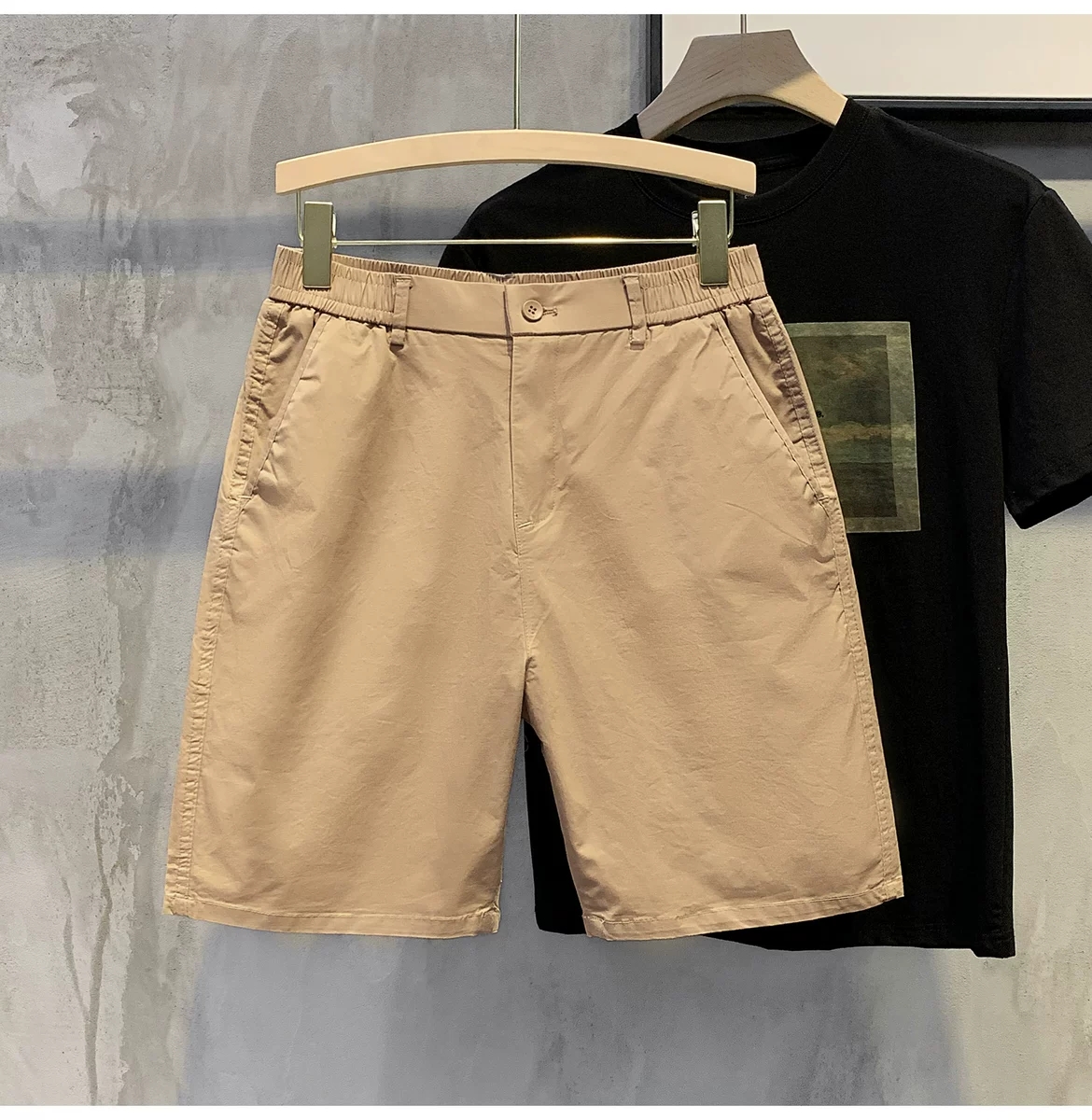 Quần short nam KAKI GIÓ cạp chun pha cúc trẻ trung