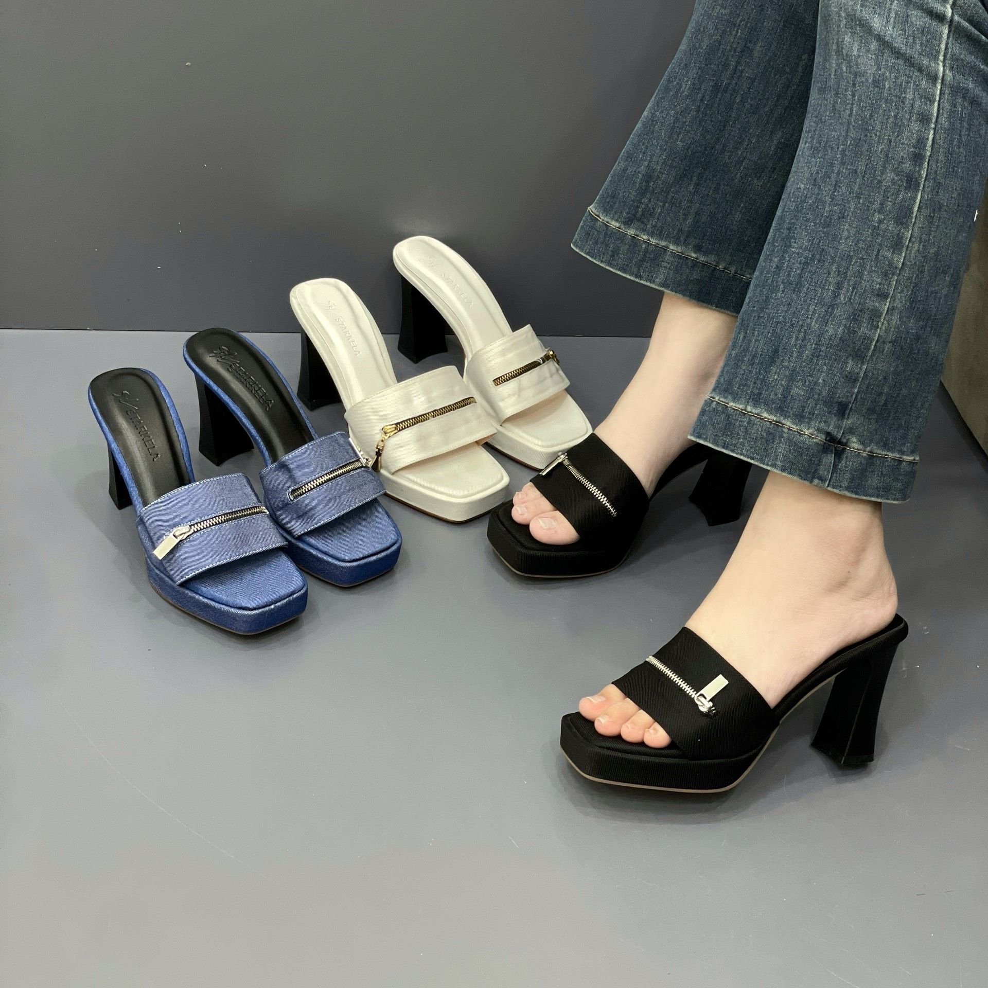 Dép nữ quai ngang cao 10 phân