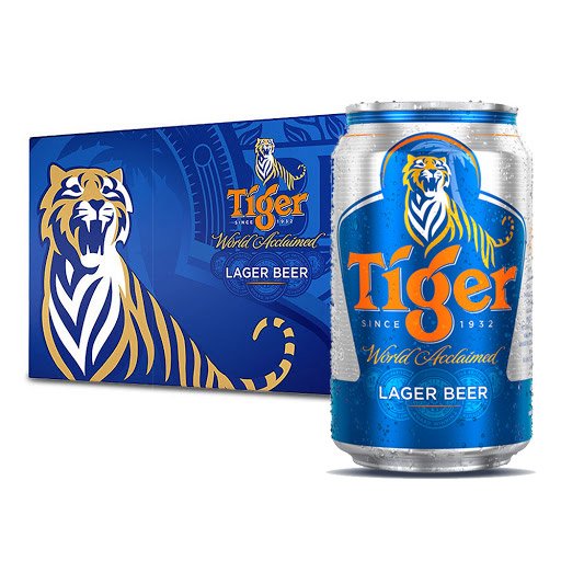 Thùng 24 lon bia Tiger 330ml/Lon. Bao bì thường